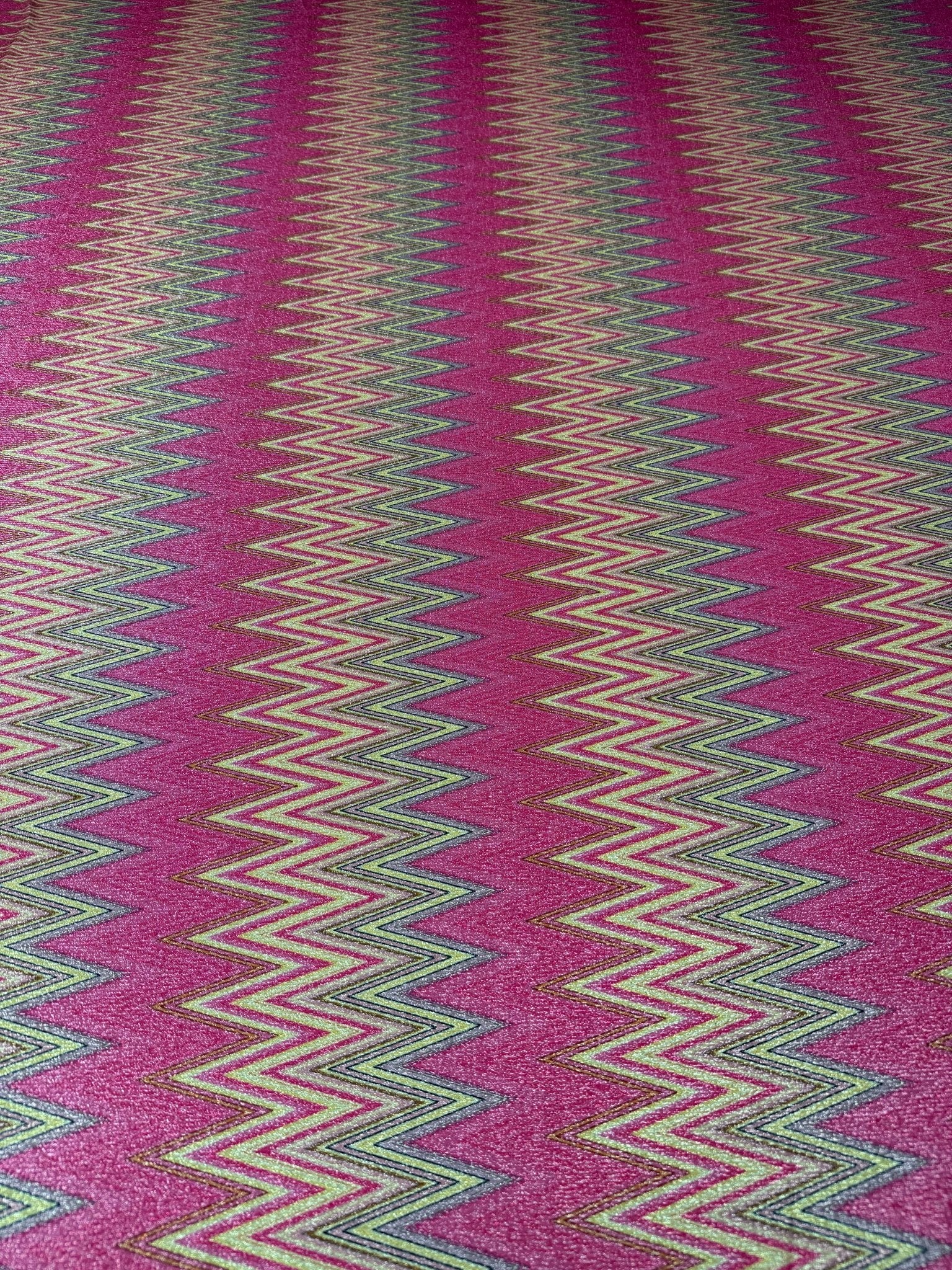 Pink Zigzag Knit Fabric - Lurex 4 - Way Stretch Fabric - Whotex Fabrics London