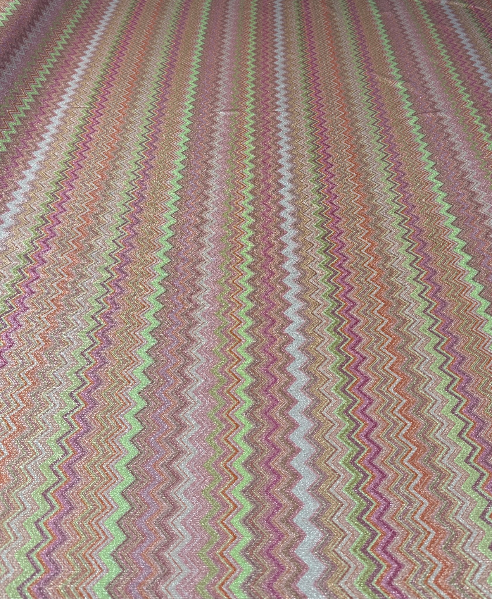 Pink Zigzag Knit Lurex Fabric - Whotex Fabrics London