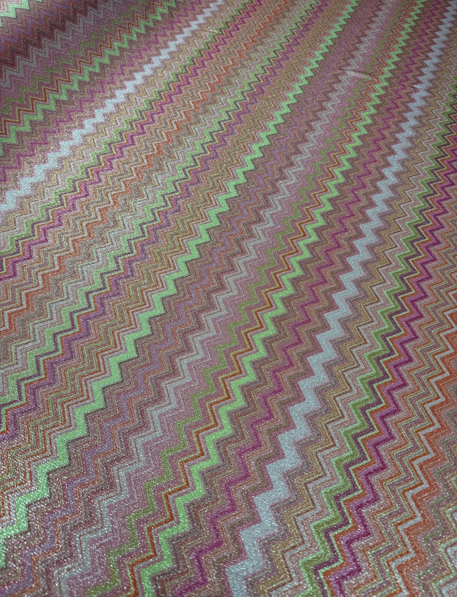 Pink Zigzag Knit Lurex Fabric - Whotex Fabrics London