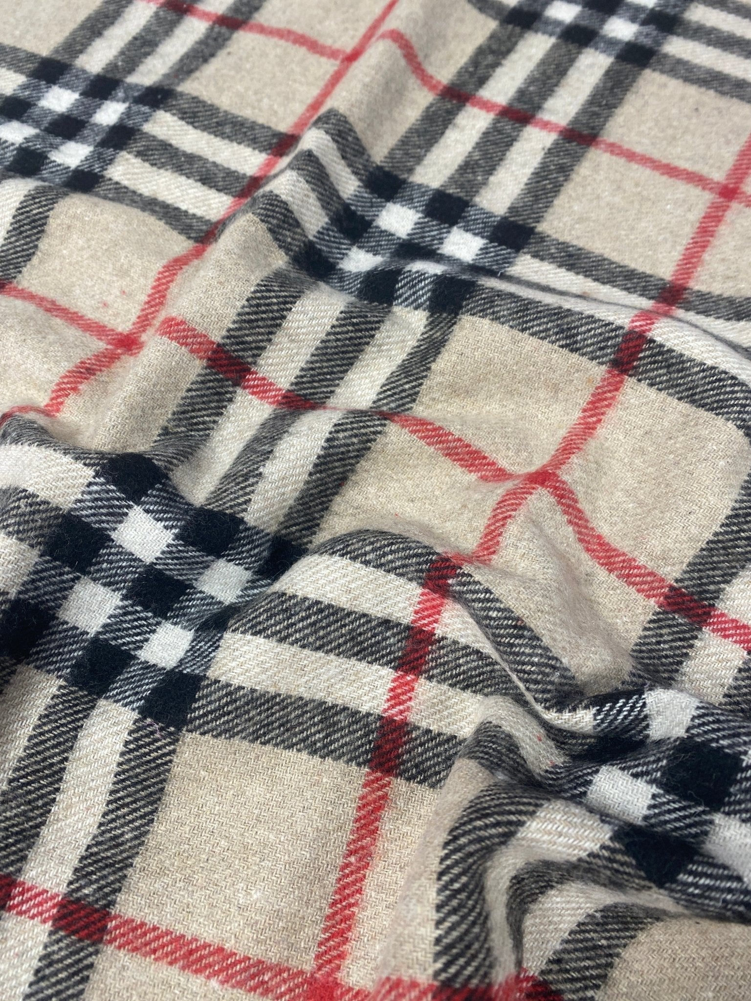 Plaid Woolen Fabric, Lumberjack Tartan Fabric, Beige Base - Whotex Online Fabric Store