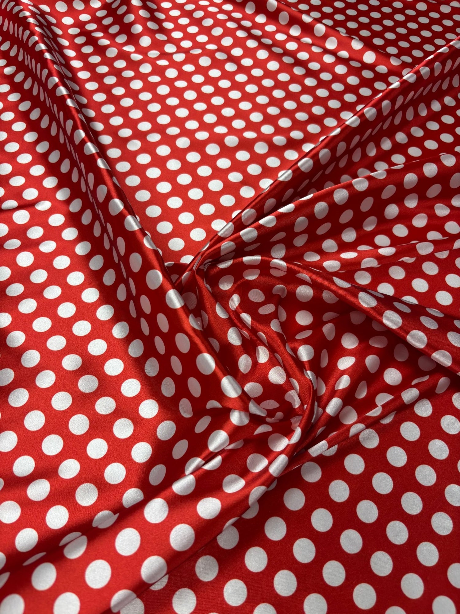 Polka Dot Lycra Satin Fabric by the Metre - Whotex Fabrics London