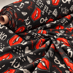 Pop Art Lips Print Fashion Fabric by the Metre - Whotex Fabrics London