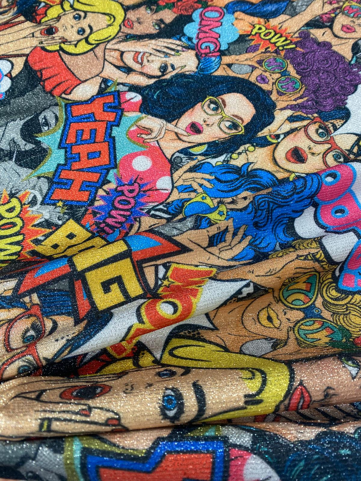 Pop Art Lurex Fabric by the Metre - Whotex Fabrics London