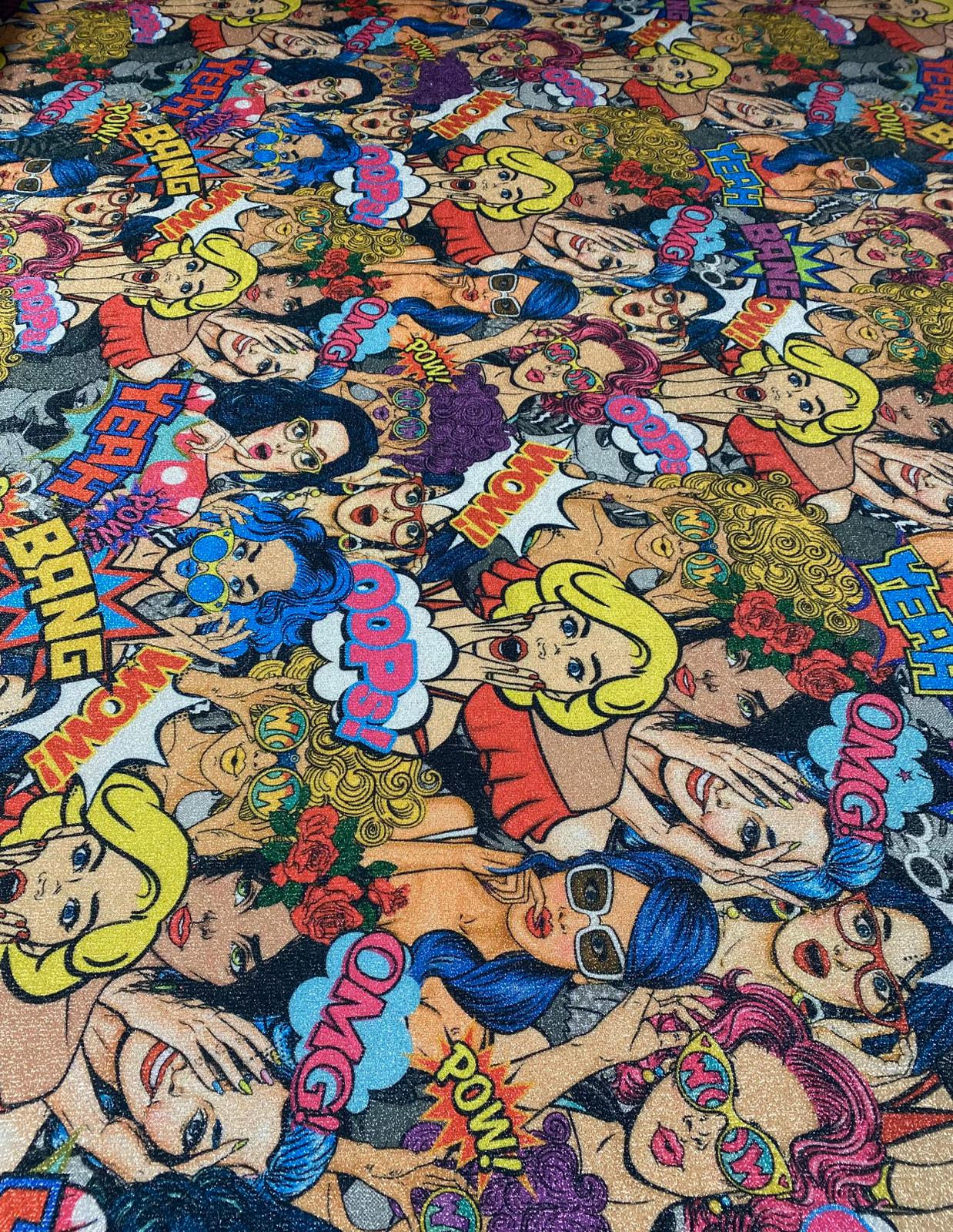 Pop Art Lurex Fabric by the Metre - Whotex Fabrics London