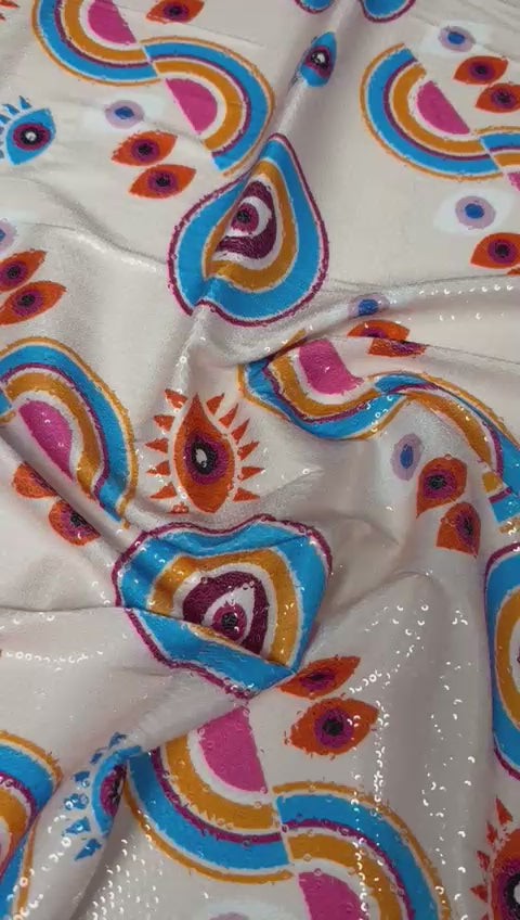 Colourful Geometric Sequin Fabric by the Metre