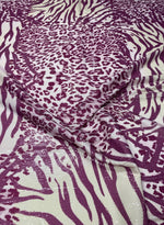 Purple Animal Print Sequin Fabric by the Metre - Whotex Fabrics London