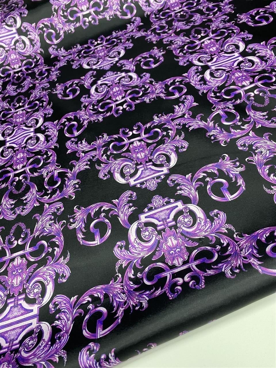 Purple Baroque Pattern Fabric, Dark Theme Fabric - Whotex Online Fabric Store