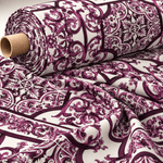 Purple Baroque Print Crepe Fabric by the Metre - Whotex Fabrics London