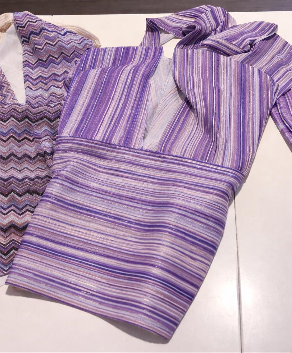 Purple Striped Lurex Fabric by the Metre - Whotex Fabrics London