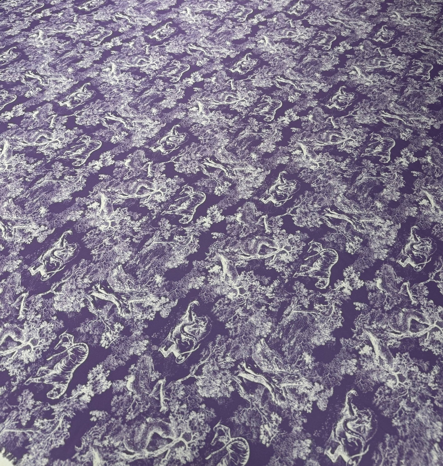 Purple Toile Satin Fabric by the Metre - Whotex Fabrics London