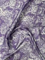 Purple Toile Satin Fabric by the Metre - Whotex Fabrics London