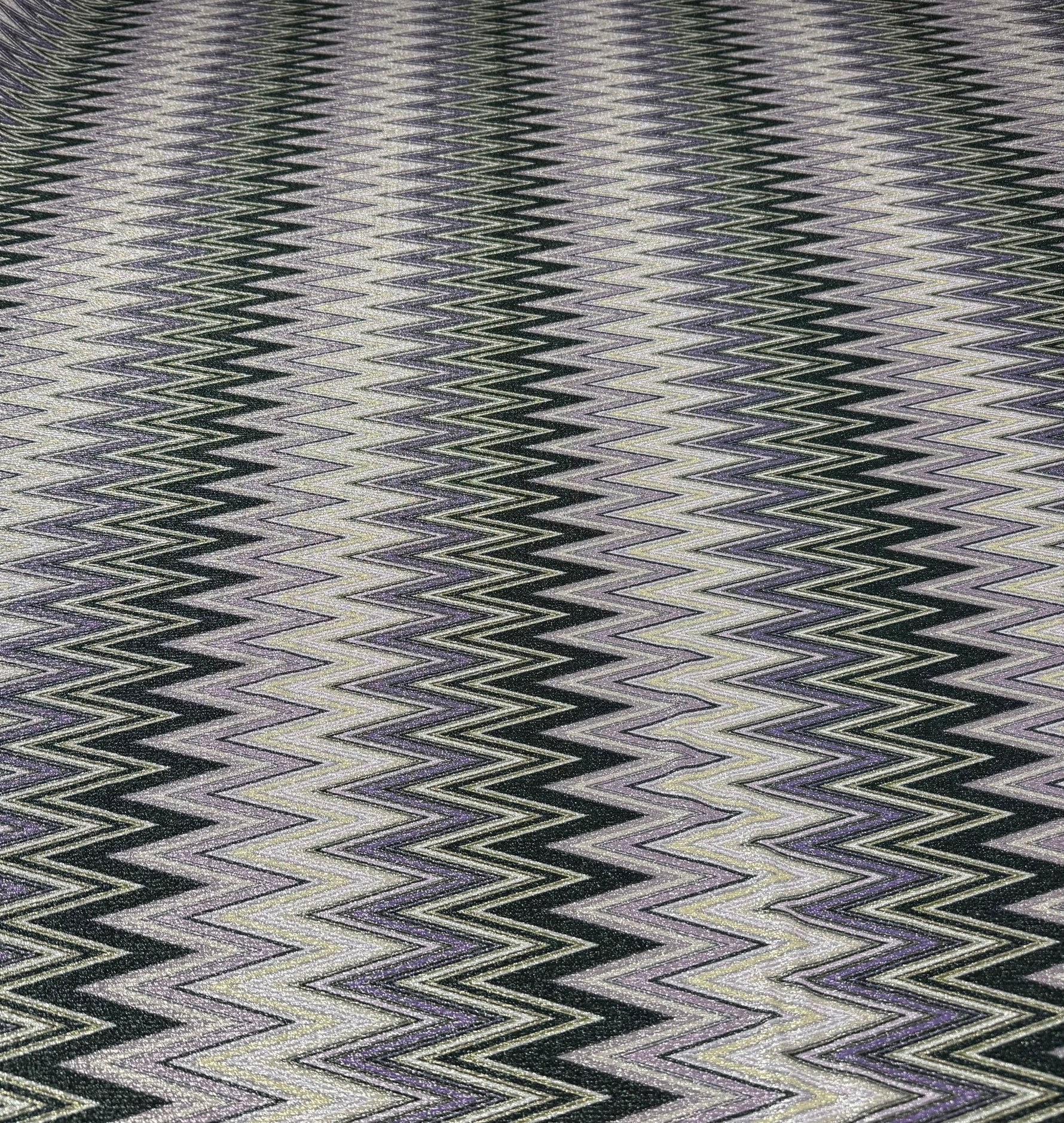 Purple Zigzag Knit Lurex Fabric by the Metre - Whotex Fabrics London