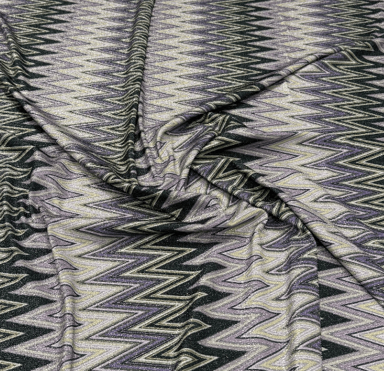 Purple Zigzag Knit Lurex Fabric by the Metre - Whotex Fabrics London