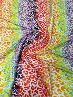 Rainbow Leopard Print Lycra Stretch Fabric by the Metre - Whotex Fabrics London