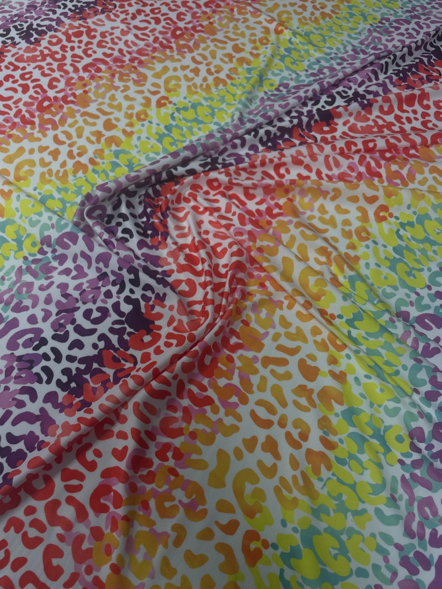Rainbow Leopard Print Spandex Fabric by the Metre - Whotex Fabrics London
