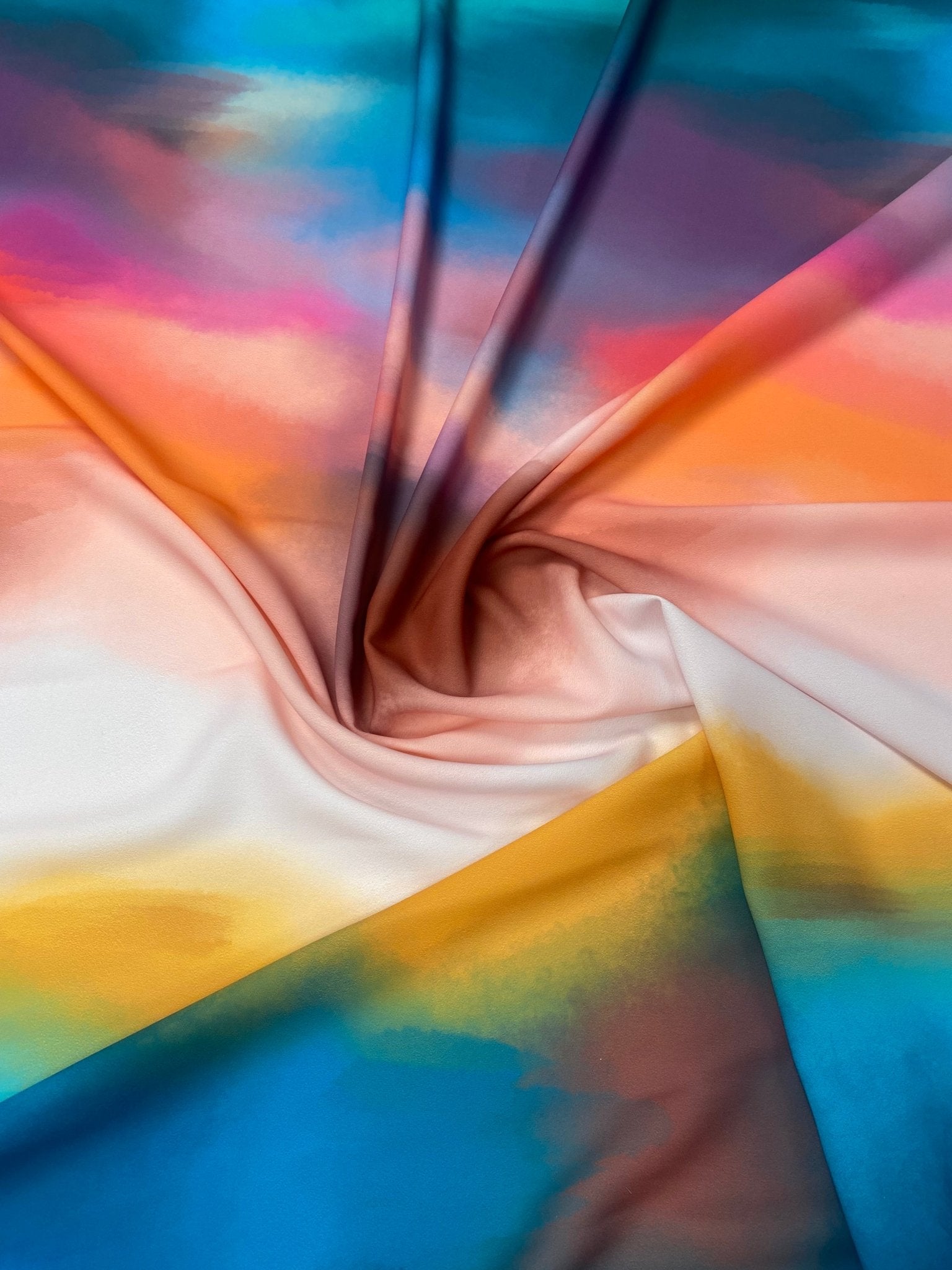 Rainbow Multicolor Satin Fabric – Custom Printed Fabric on Satin, Crepe ...