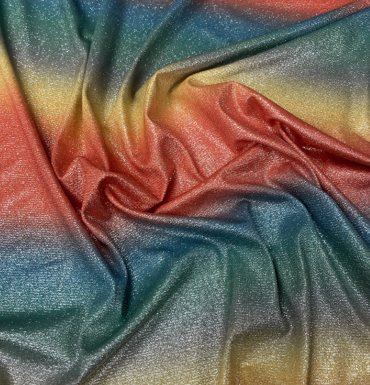Rainbow Ombre Lurex Fabric with Metallic Shine by the Metre - Whotex Fabrics London