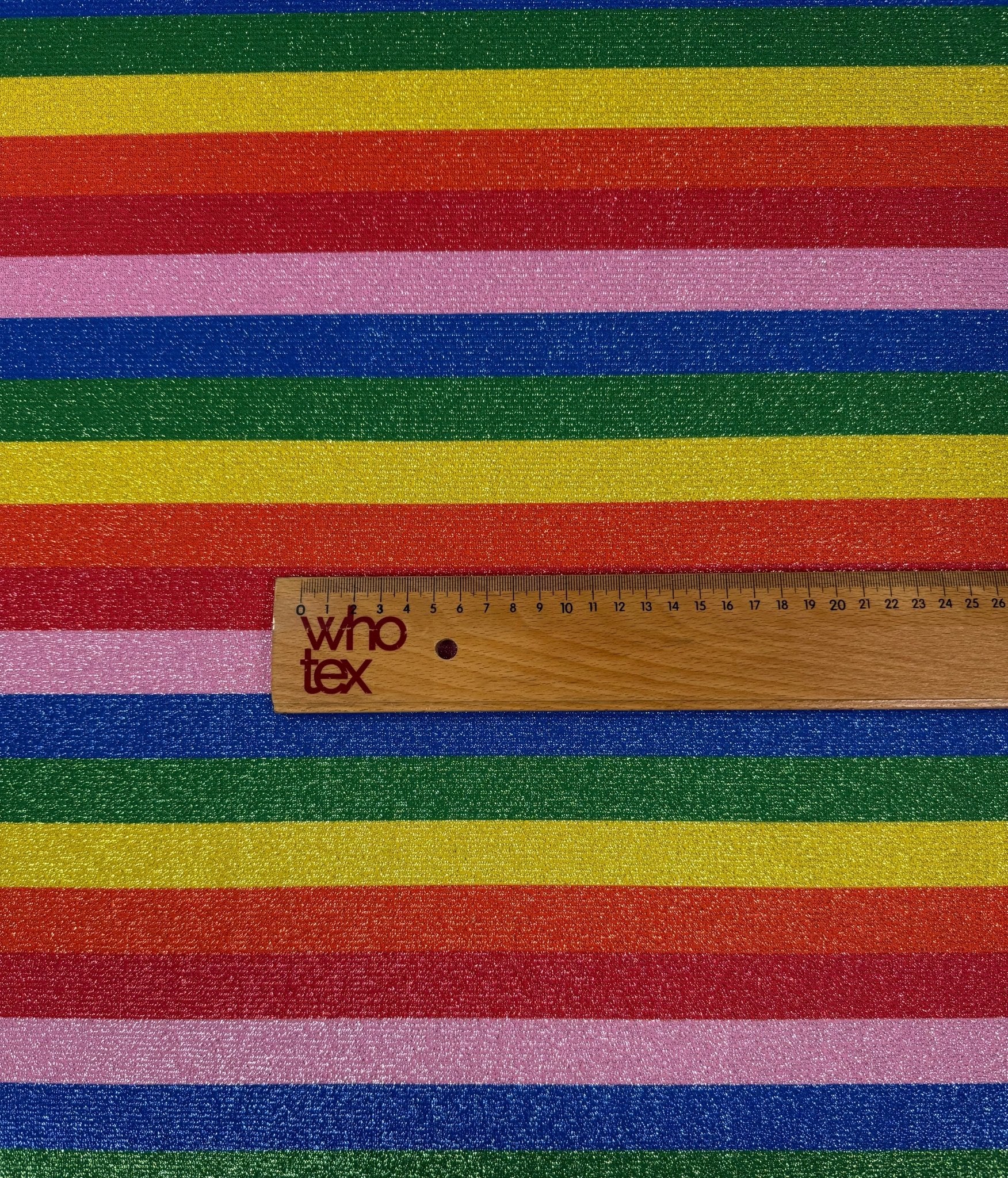 Rainbow Stripe Lurex Fabric by the Metre - Whotex Fabrics London
