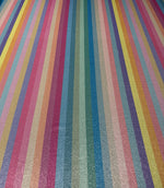Rainbow Stripe Lurex Fabric with Metallic Shimmer - Whotex Fabrics London