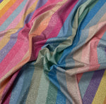 Rainbow Stripe Lurex Fabric with Metallic Shimmer - Whotex Fabrics London