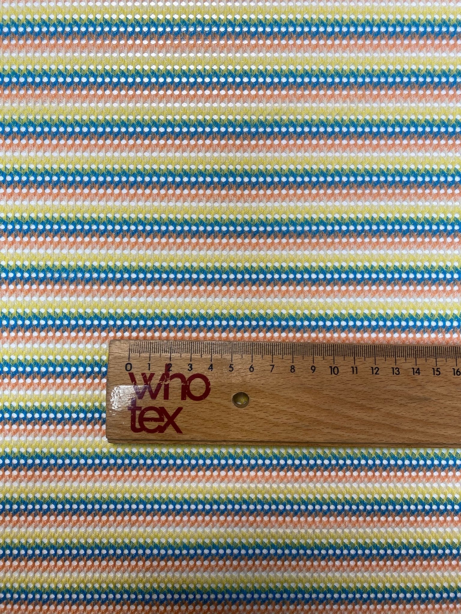 Rainbow Stripe Zigzag Mesh Fabric by the Metre - Whotex Fabrics London