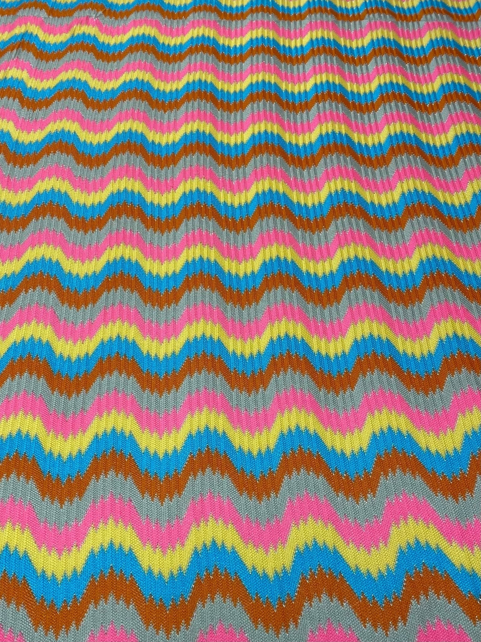 Rainbow Wave Mesh Knit Fabric by the Metrte - Whotex Fabrics London