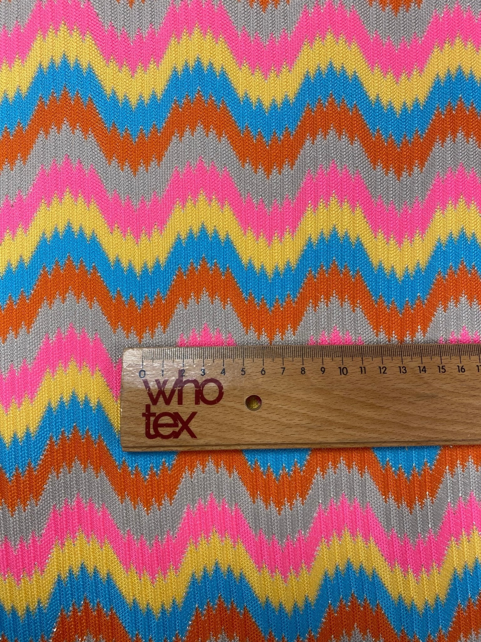 Rainbow Wave Mesh Knit Fabric by the Metrte - Whotex Fabrics London