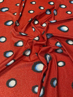 Red Abstract Polka Dot Lurex Fabric by the Metre - Whotex Fabrics London