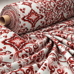 Red Baroque Lycra Stretch Fabric by the Metre - Whotex Fabrics London