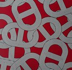 Red Geometric Pattern Fabric by the Metre - Whotex Fabrics London