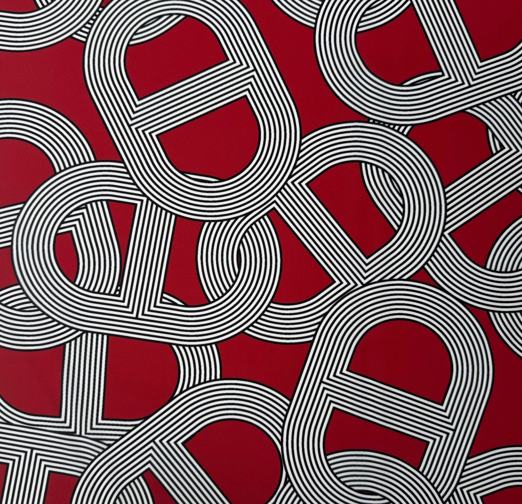 Red Geometric Pattern Fabric by the Metre - Whotex Fabrics London