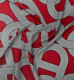 Red Geometric Pattern Fabric by the Metre - Whotex Fabrics London