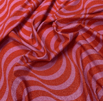 Red Pink Striped Wave Pattern Fabric by Metre - Whotex Fabrics London