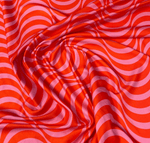 Red Pink Striped Wave Pattern Fabric by Metre - Whotex Fabrics London