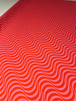 Red Pink Wavy Stripe Fabric by the Metre - Whotex Fabrics London