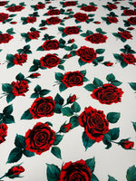 Red Rose Crepe Fabric by the Metre - Whotex Fabrics London