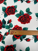Red Rose Crepe Fabric by the Metre - Whotex Fabrics London