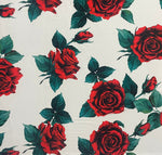 Red Rose Floral Fabric – Romantic Vintage Print by the Metre - Whotex Fabrics London