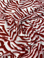 Red Tiger Pattern Fabric with Bold Red and White Stripes Fabric by Metre - Whotex Fabrics London