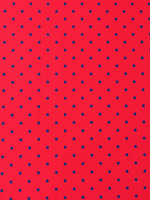Red with Royal Blue Polka Dot Satin Fabric by the Metre - Whotex Fabrics London