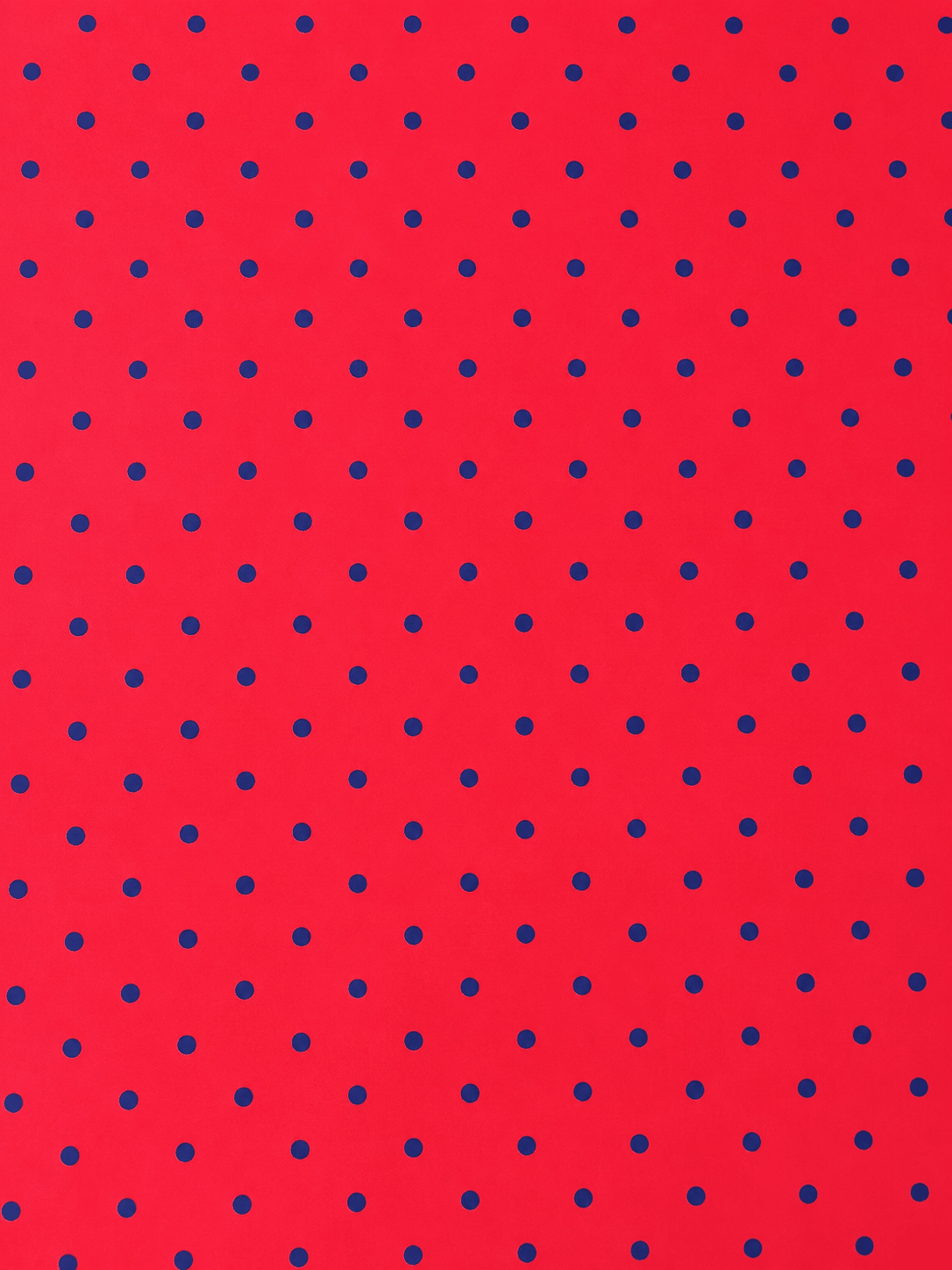 Red with Royal Blue Polka Dot Satin Fabric by the Metre - Whotex Fabrics London