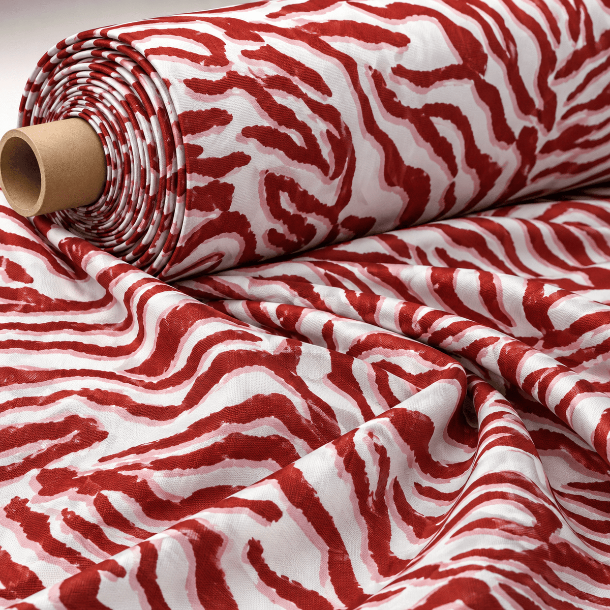 Red Zebra Print Upholstery Fabric by the Metre - Whotex Fabrics London