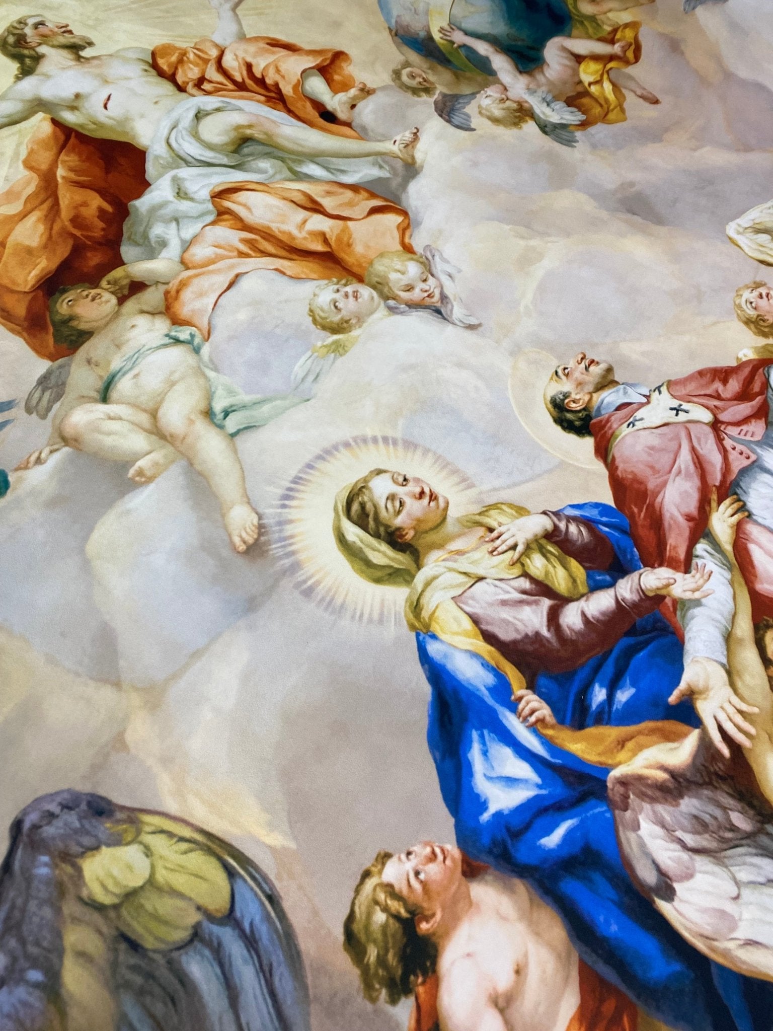 Renaissance Art Crepe Fabric by the Metre – Angel & Fresco Print - Whotex Online Fabric Store