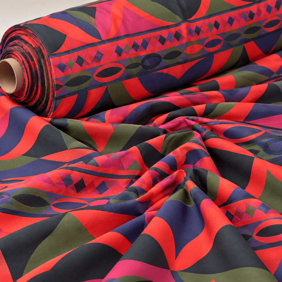 Retro Abstract Circle Print Fabric by the Metre - Whotex Fabrics London