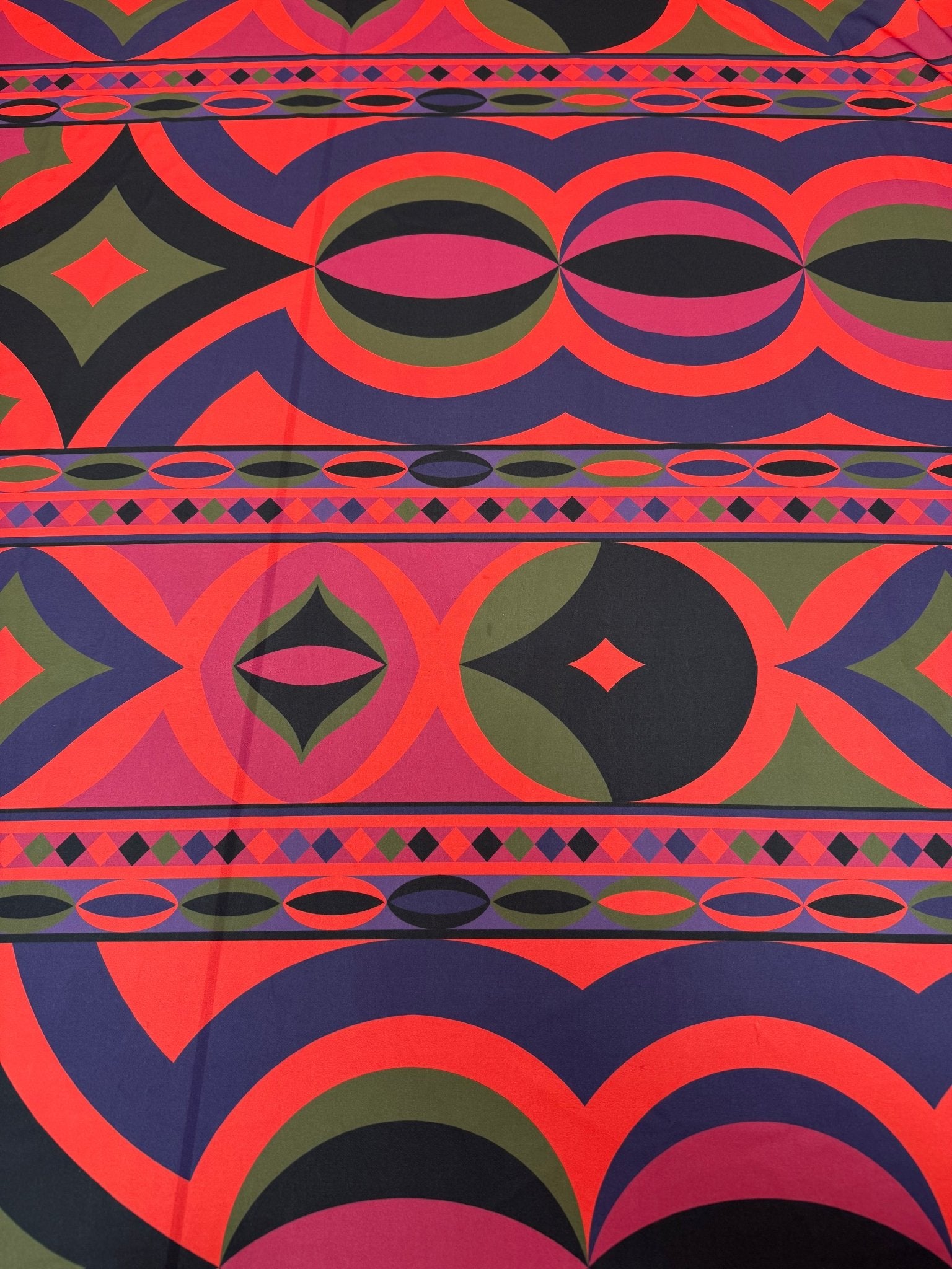 Retro Abstract Circle Print Fabric by the Metre - Whotex Fabrics London