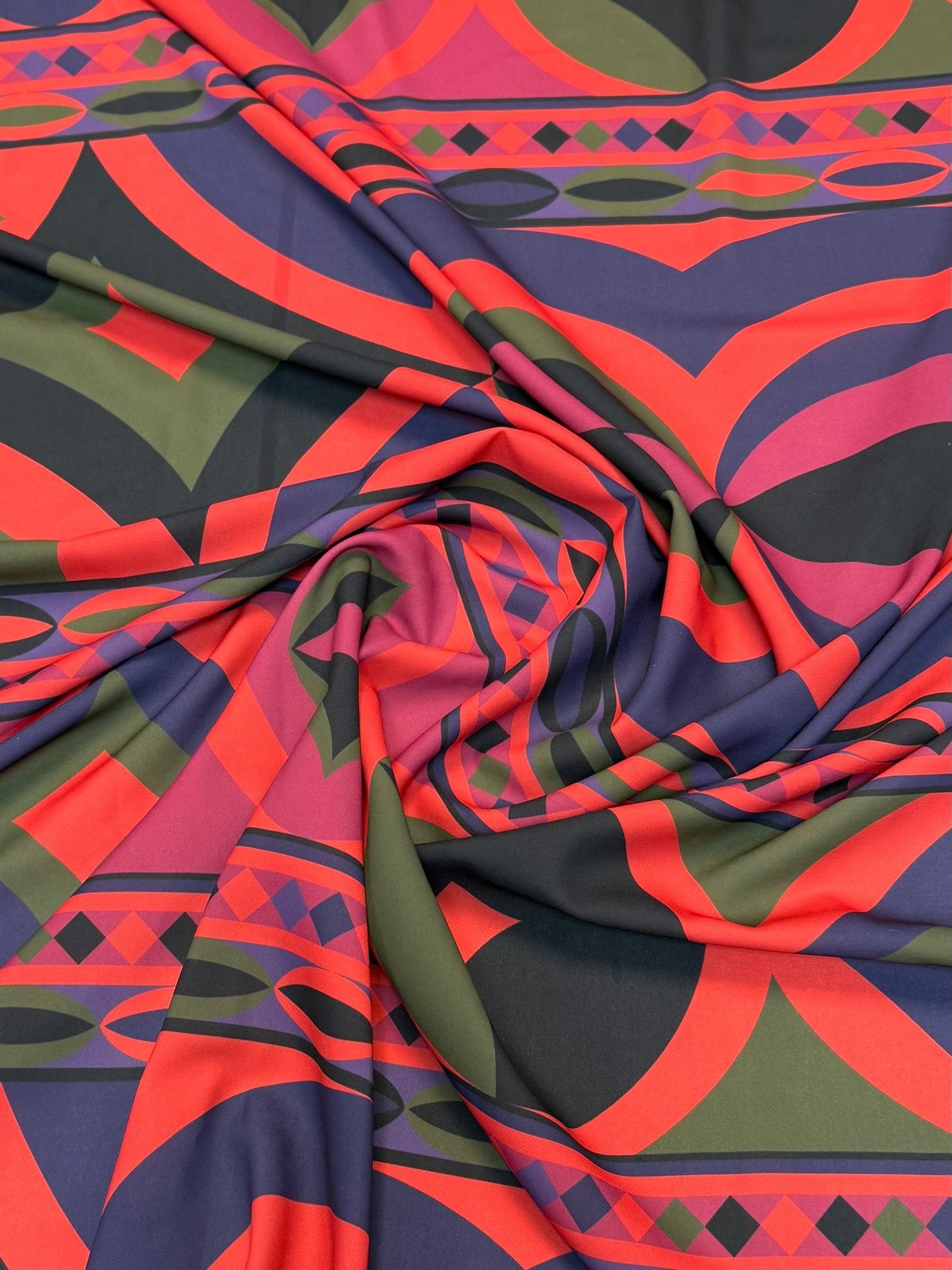 Retro Abstract Circle Print Fabric by the Metre - Whotex Fabrics London
