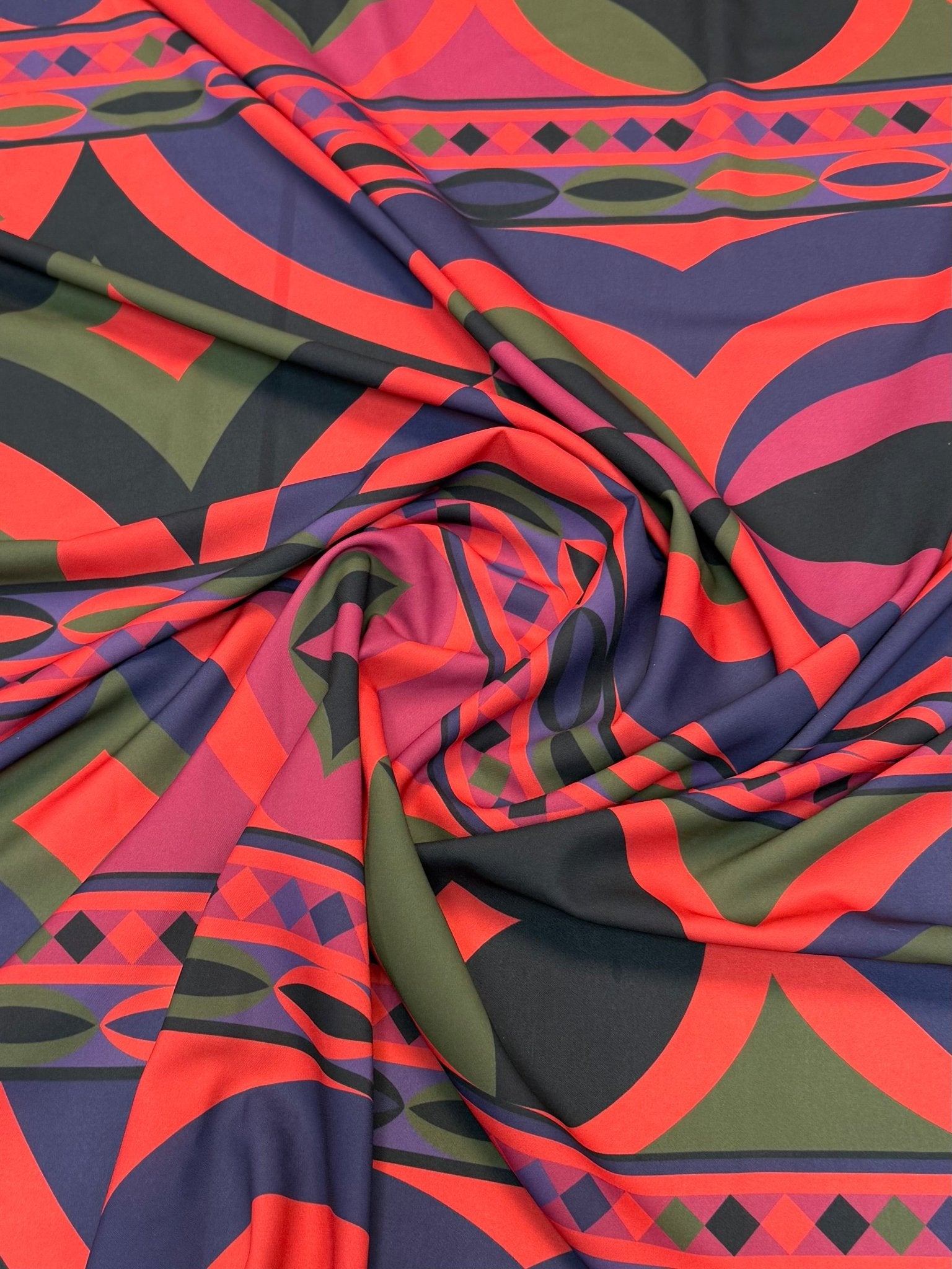 Retro Abstract Circle Print Fabric by the Metre - Whotex Fabrics London