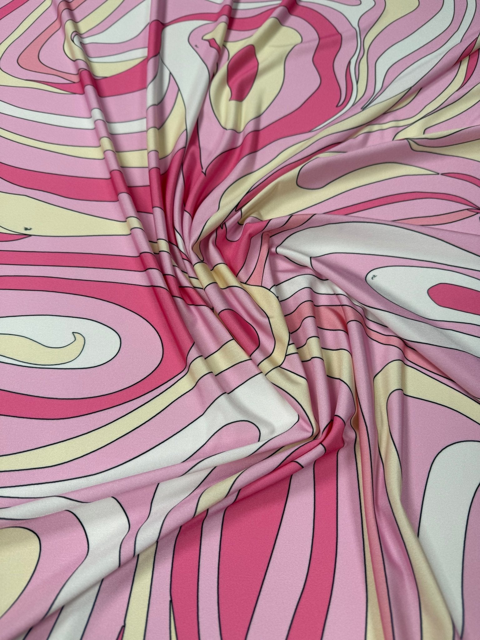 Retro Abstract Lycra Stretch Fabric by the Metre - Whotex Fabrics London