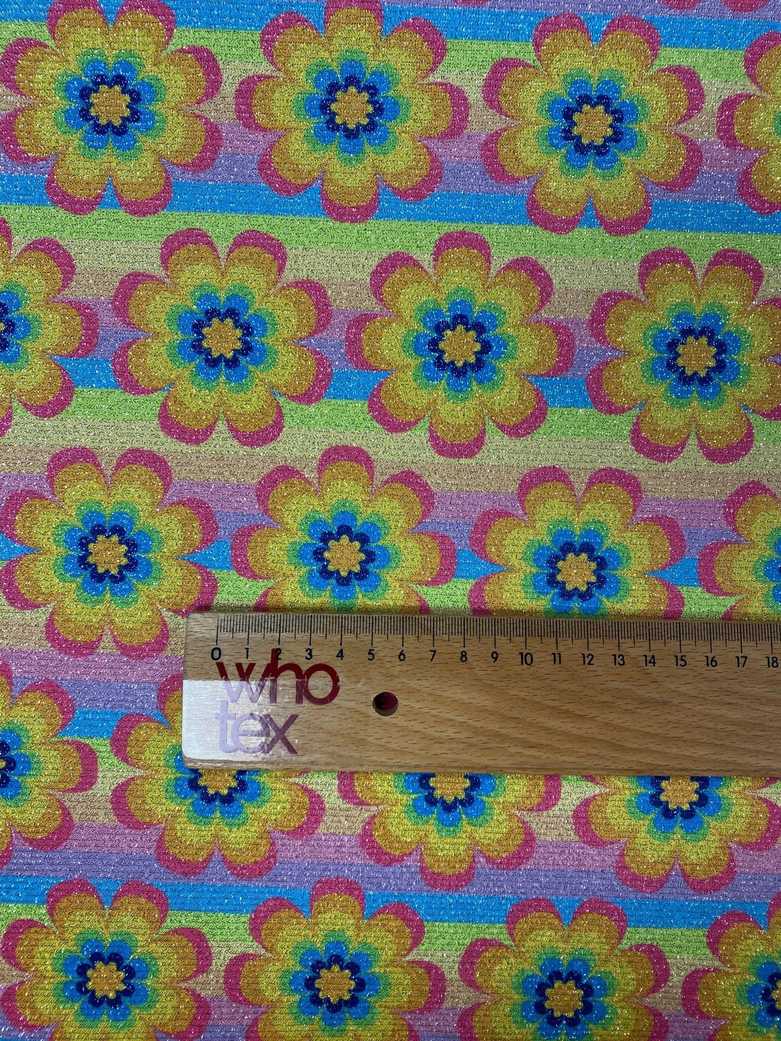 Retro Floral Lurex Fabric by the Metre - Whotex Fabrics London