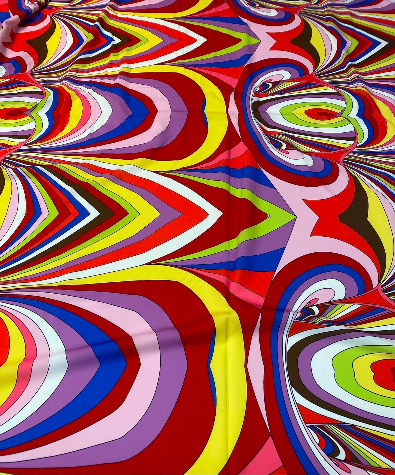 Retro Geometric Crepe Fabric by the Metre - Whotex Fabrics London